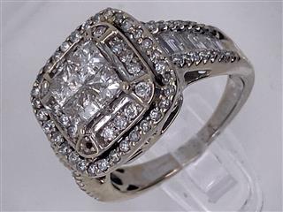 Lady's Diamond Cluster Ring 96 Diamonds 1.80 Carat T.W. 14K White Gold 6.1g